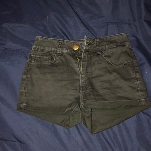 AEO Black “Super Super Stretch” Cuffed Jean Shorts